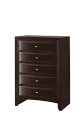 1Pc Contemporary 5 Drawer Chest Brown Finish Solid Wood Wooden Bedroom Furniture