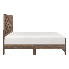 Rustic Brown Finish Contemporary Full Size Panel Bed Wooden Bedroom Furniture 1pc, Bed in a Box