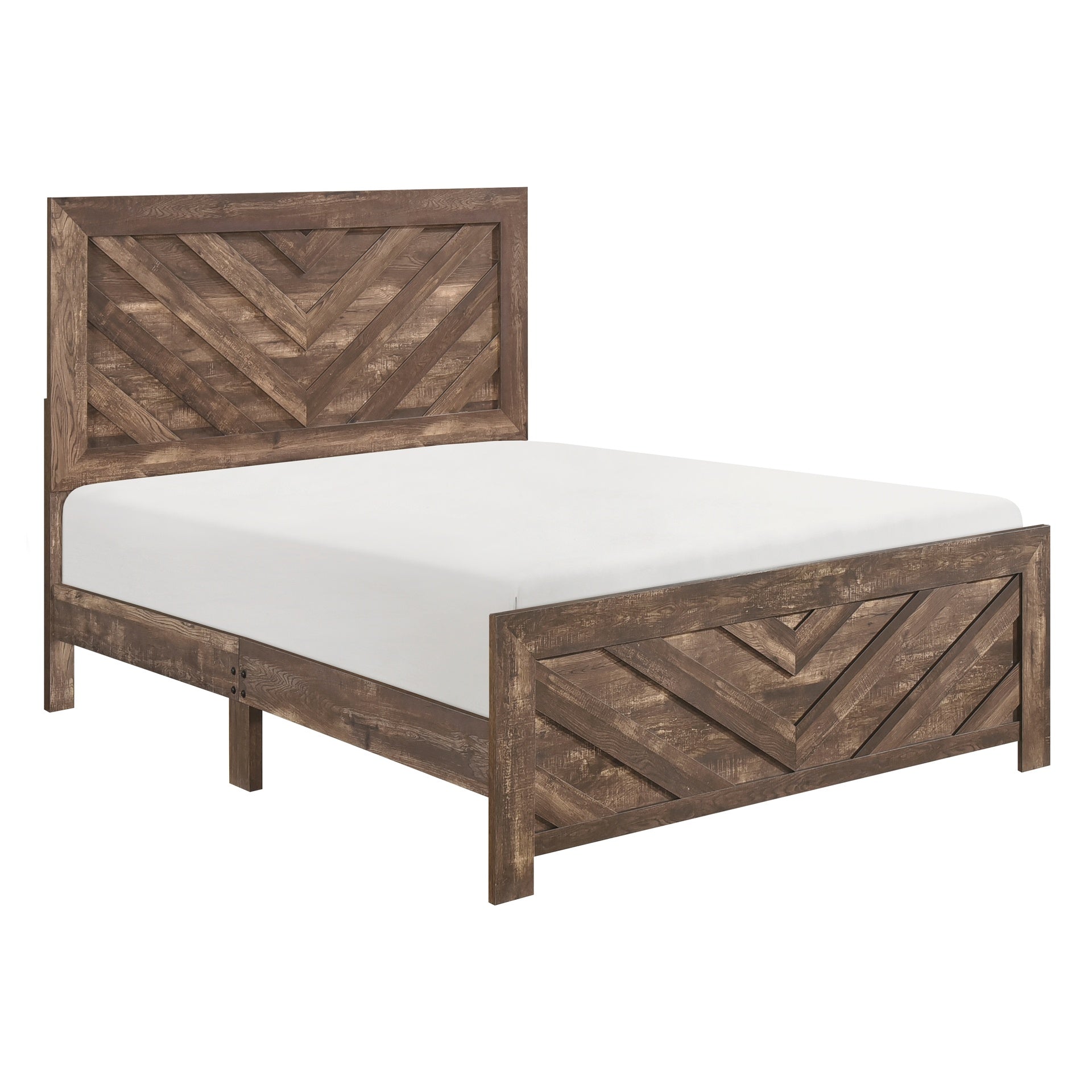 Rustic Brown Finish Contemporary Full Size Panel Bed Wooden Bedroom Furniture 1pc, Bed in a Box