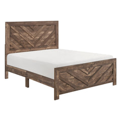 Rustic Brown Finish Contemporary Full Size Panel Bed Wooden Bedroom Furniture 1pc, Bed in a Box