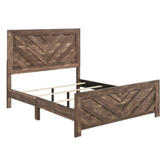 Rustic Brown Finish Contemporary Full Size Panel Bed Wooden Bedroom Furniture 1pc, Bed in a Box