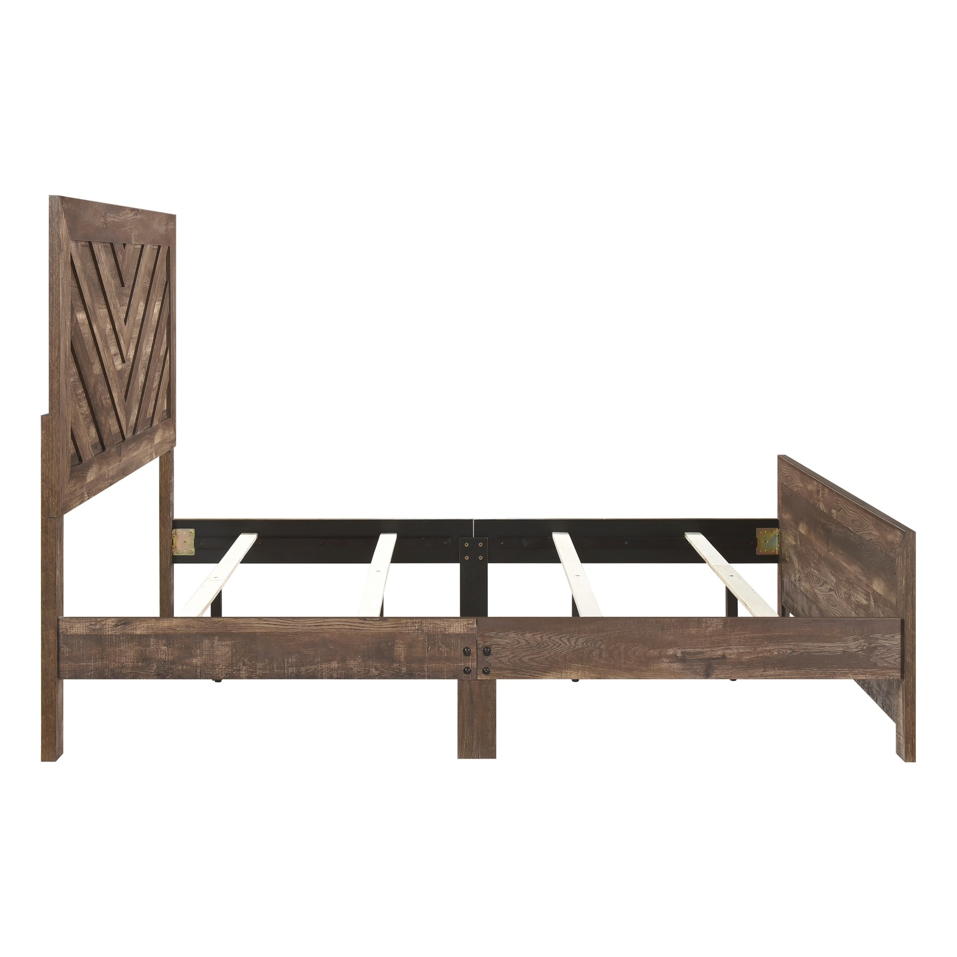 Rustic Brown Finish Contemporary Full Size Panel Bed Wooden Bedroom Furniture 1pc, Bed in a Box