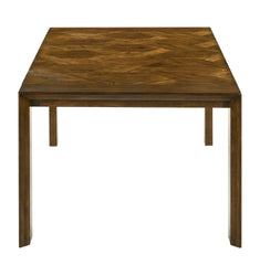 5pc Rectangular Dining Table Handcrafted Feel Solid Wood Tailored Chairs Tufted Upholstered Soft Neutral Fabric Wooden Dining Room Furniture