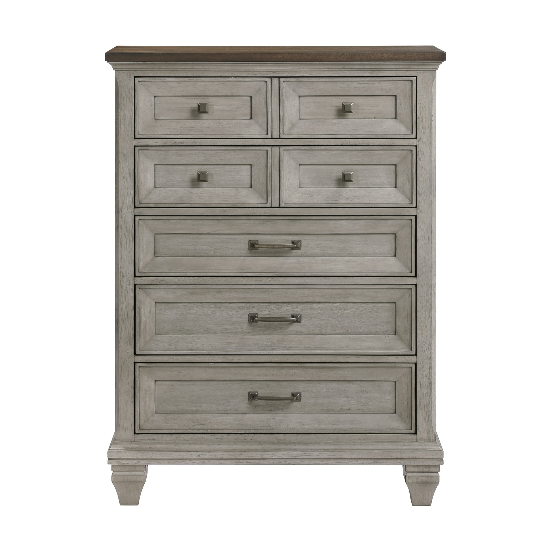 Five Drawers Chest Antique Gray and Brown Finish Bedroom Furniture 1pc