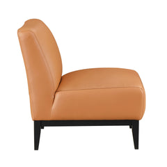 Leather Upholstered Accent Chair Orange Cushion Seat Back Solid Wood Luxurious Living Room Furniture 1pc Durable Comfort Chair