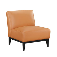 Leather Upholstered Accent Chair Orange Cushion Seat Back Solid Wood Luxurious Living Room Furniture 1pc Durable Comfort Chair