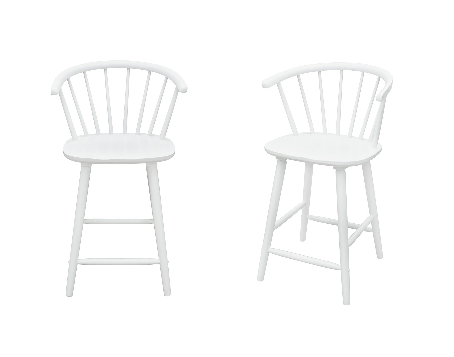 2pc White Contemporary Counter Height Stool Chair Spindle Back Wooden Kitchen Dining Room Furniture