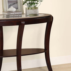 Console Table Espresso / Dark Cherry Traditional 1pc Sofa Table w 5mm Tempered Glass Under-Table Shelf Storage Living Room