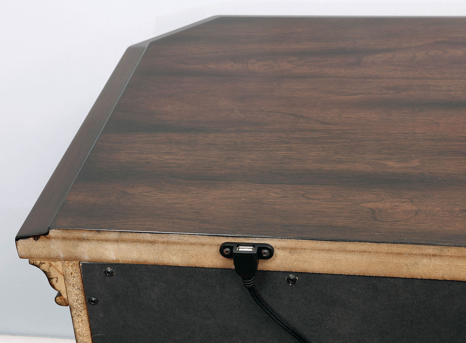 Espresso Color 1pc Nightstand Faux Wood Carved Details Bedroom Furniture Bedside Table Bronze Ring Pulls Solidwood 2- Storage Drawers