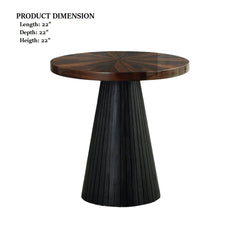 Contemporary Style End Table Parquet Pattern Top Drum Base Black Finish Primary Living Room