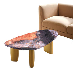 Contemporary Style 1pc Coffee Table Sintered Stone Top Gold Legs Soft Corner Edges Black Gray And Matte Gold Finish