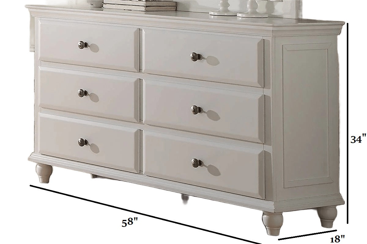Modern Style 1pc Dresser White Finish Knob Handles Bedroom Furniture