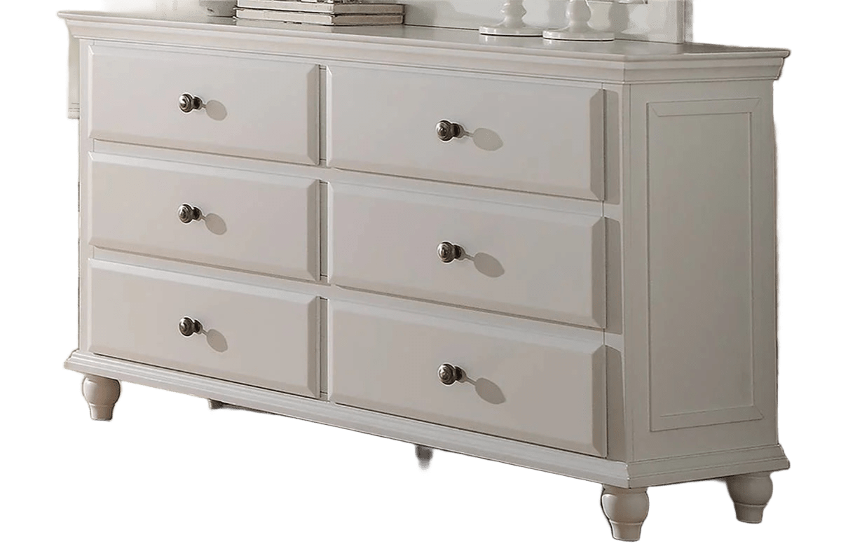 Modern Style 1pc Dresser White Finish Knob Handles Bedroom Furniture