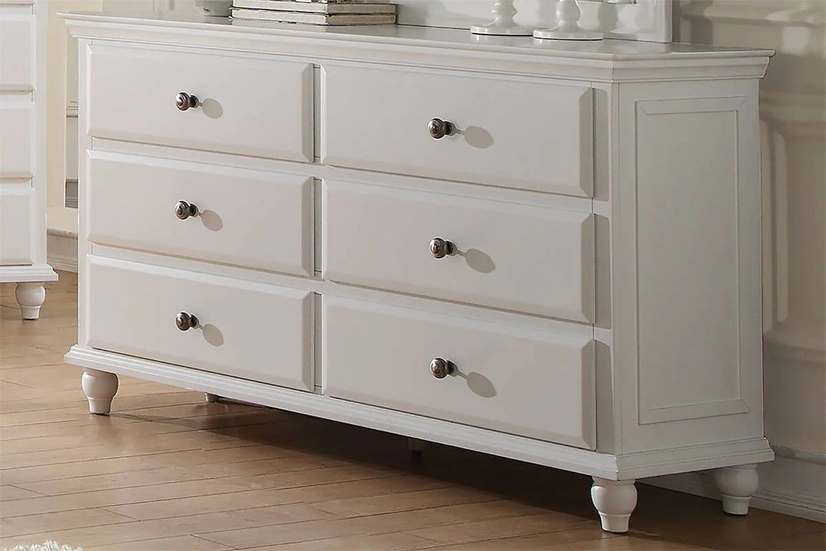 Modern Style 1pc Dresser White Finish Knob Handles Bedroom Furniture