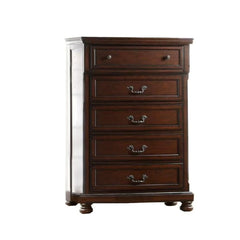 Traditional Style 1pc Chest Bun Feet Pull Handles Round Knobs Cherry Finish Bedroom Furniture
