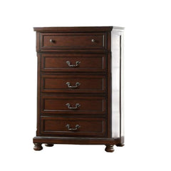 Traditional Style 1pc Chest Bun Feet Pull Handles Round Knobs Cherry Finish Bedroom Furniture