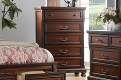 Traditional Style 1pc Chest Bun Feet Pull Handles Round Knobs Cherry Finish Bedroom Furniture