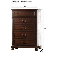 Traditional Style 1pc Chest Bun Feet Pull Handles Round Knobs Cherry Finish Bedroom Furniture