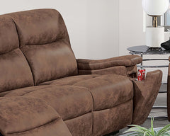 Modern Style 1pc Manual Motion Sofa Console Loveseat Plush Back Cushion Cup Holder Walnut Finish Primary Living Room Furniture