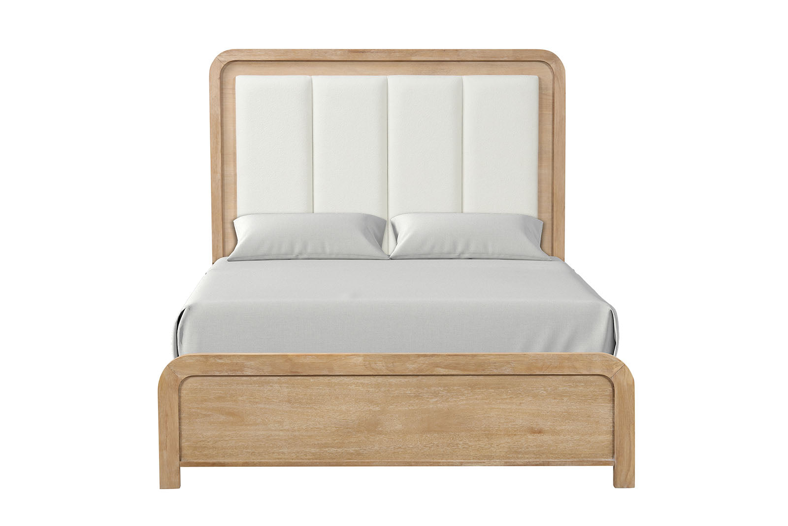 Eastern King Size Bed Channel Padded Headboard 1pc Panel Bed frame Natural Finish Transitional Style Bedroom Furniture