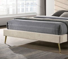 Mid-century Modern Beige Flannelette Chevron Tufted Design 1pc California King Size Bed Padded Headboard Bedroom Furniture