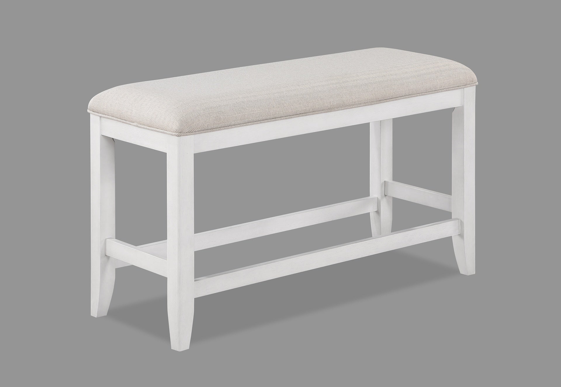 6-Piece Counter Height Dining Set White Rectangular Table Wine Bottle Storage Upholstery Chairs Open Shelf Storage Drawer Wooden Solid Wood Furniture
