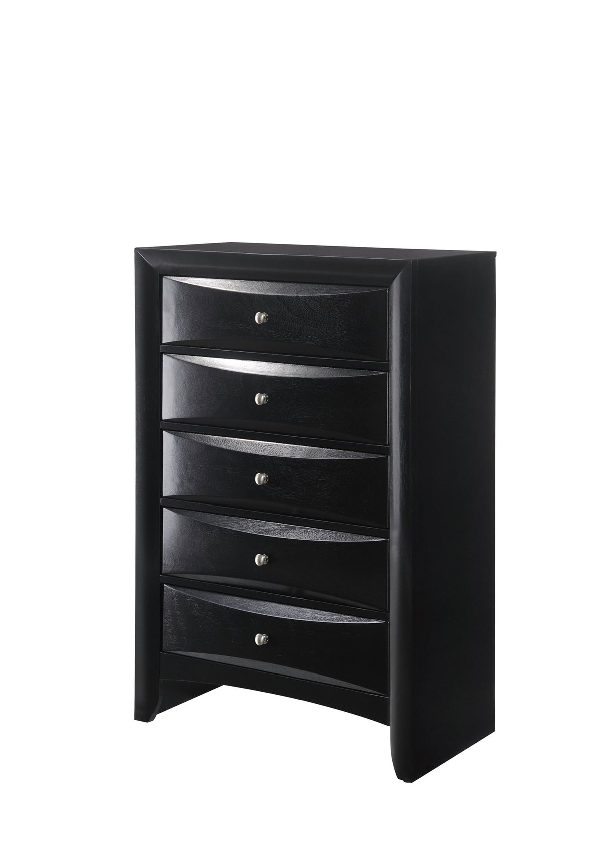 1Pc Contemporary 5 Drawer Chest Black Finish Solid Wood Wooden Bedroom Furniture