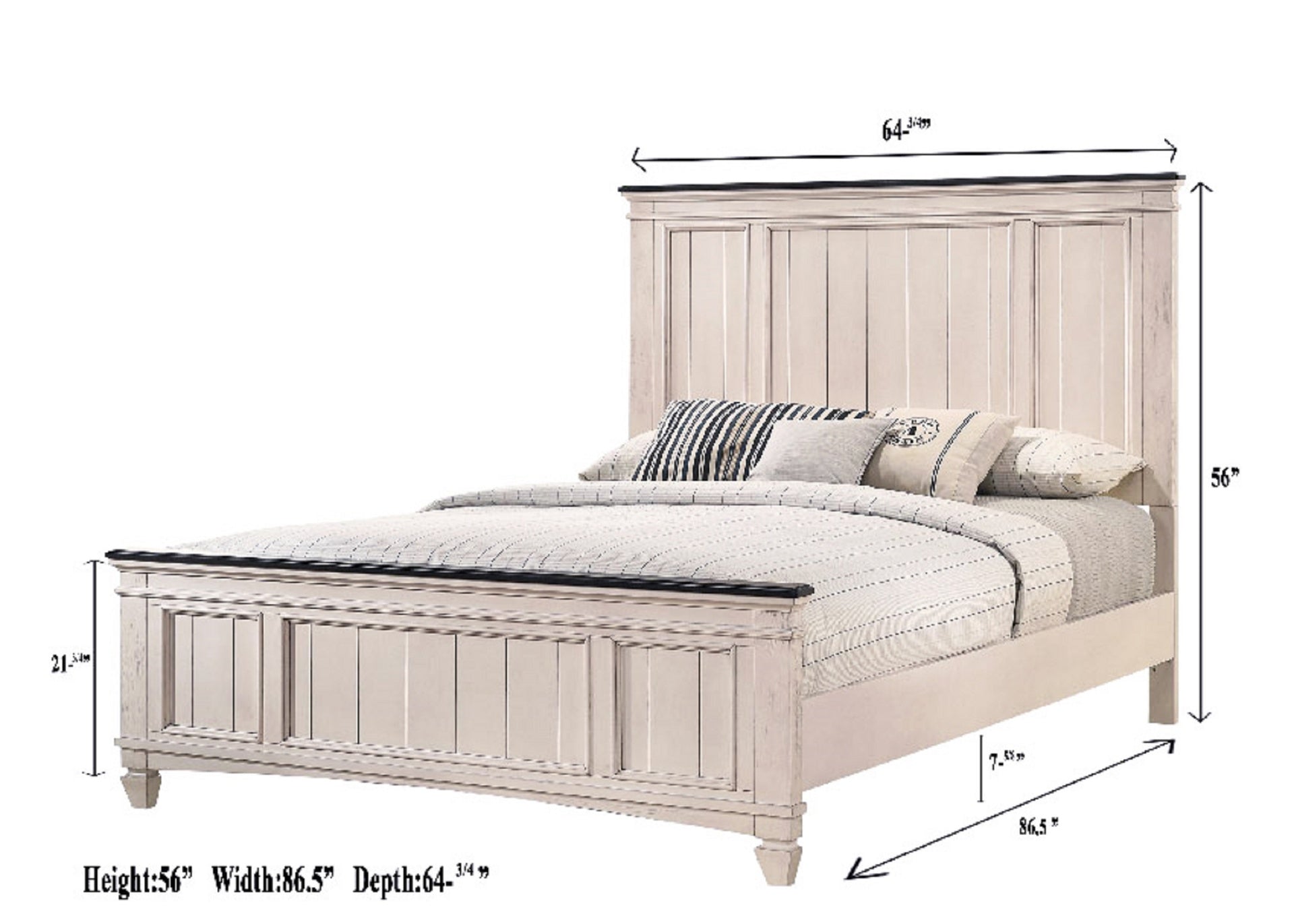 1pc Rustic Industrial Style Brown Finish Queen Size Panel Bed w Built in Bench Footboard Solid Wood Wooden Bedroom Furniture