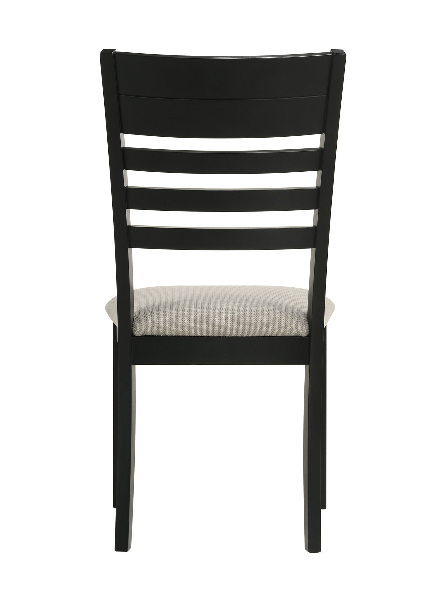 Contemporary 5pc Dining Set Rectangular Table Two- Tone Finish Wood Base Ladder Back Upholstery Chairs Black Gray Finish Wooden Dining Room Furniture