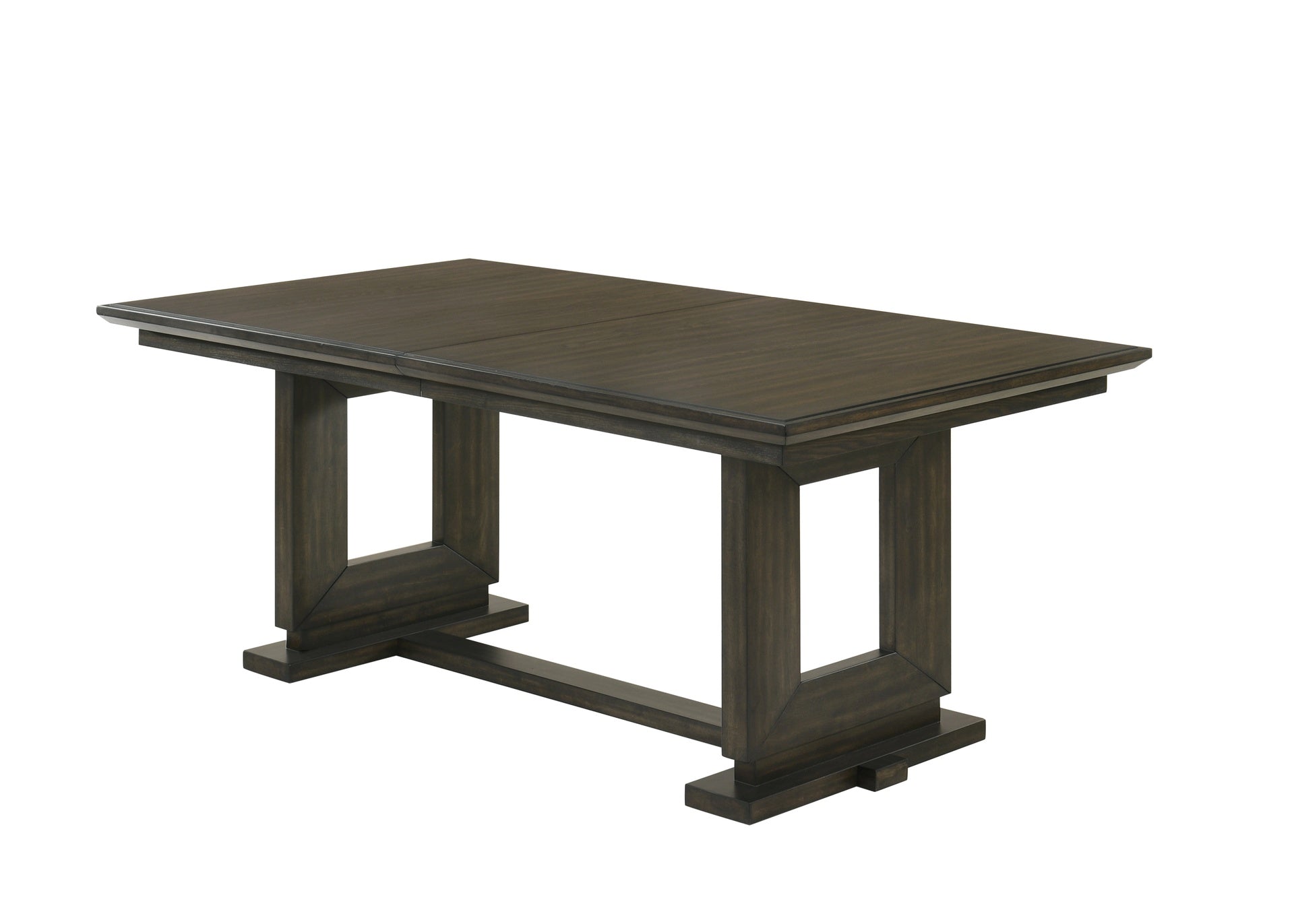 1pc Rectangular Extendable 18" Leaf Dining Table Trestle / Pedestal Base Wooden Dining Room Furniture Contemporary Modern Espresso Dark Brown Finish