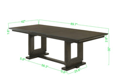 1pc Rectangular Extendable 18" Leaf Dining Table Trestle / Pedestal Base Wooden Dining Room Furniture Contemporary Modern Espresso Dark Brown Finish