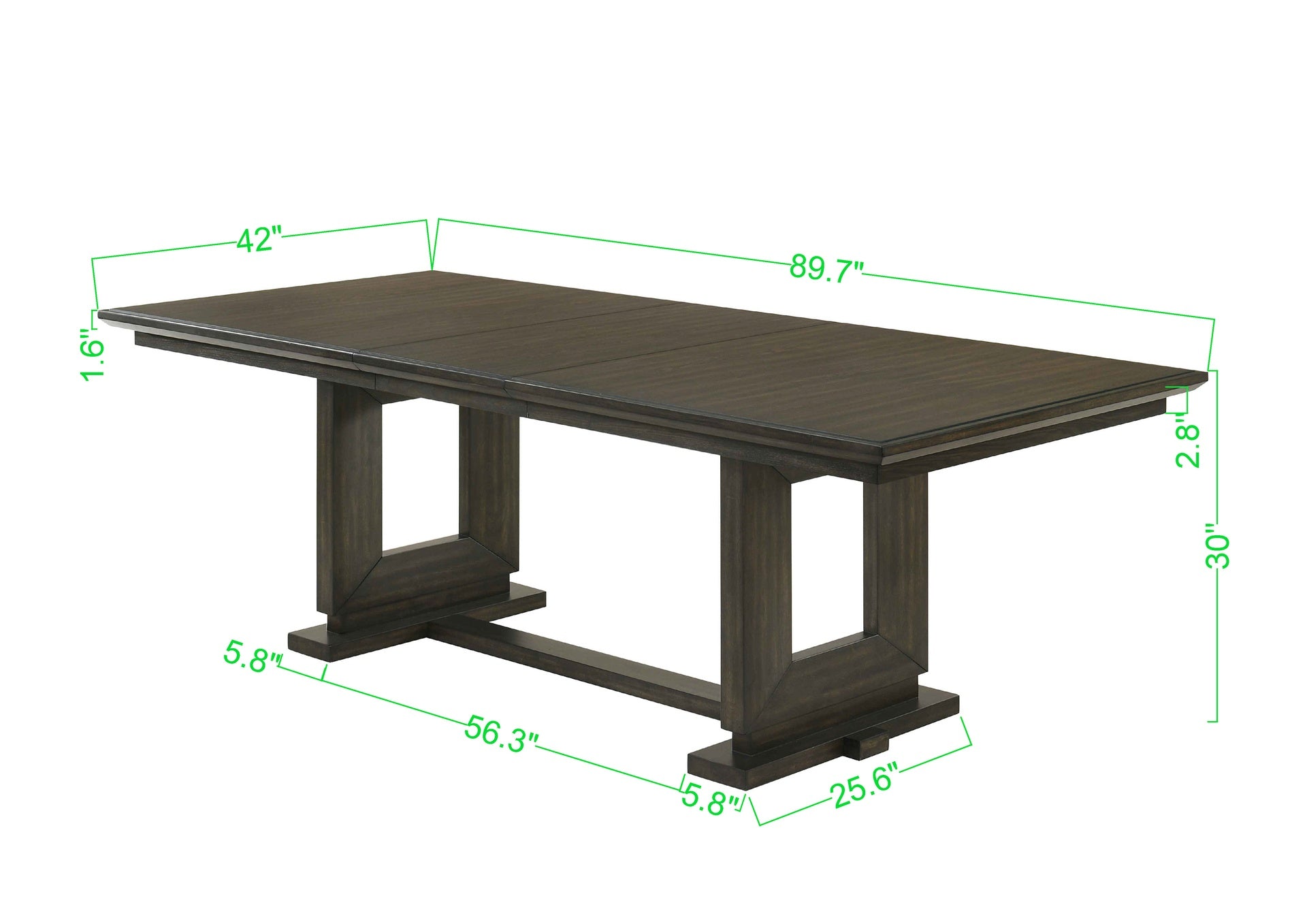 5pc Rectangular Extendable 18" Leaf Dining Table Trestle / Pedestal Base Beige Fabric Upholstered Button Tufted Chairs Wooden Dining Room Furniture Contemporary Modern Espresso Dark Brown Finish