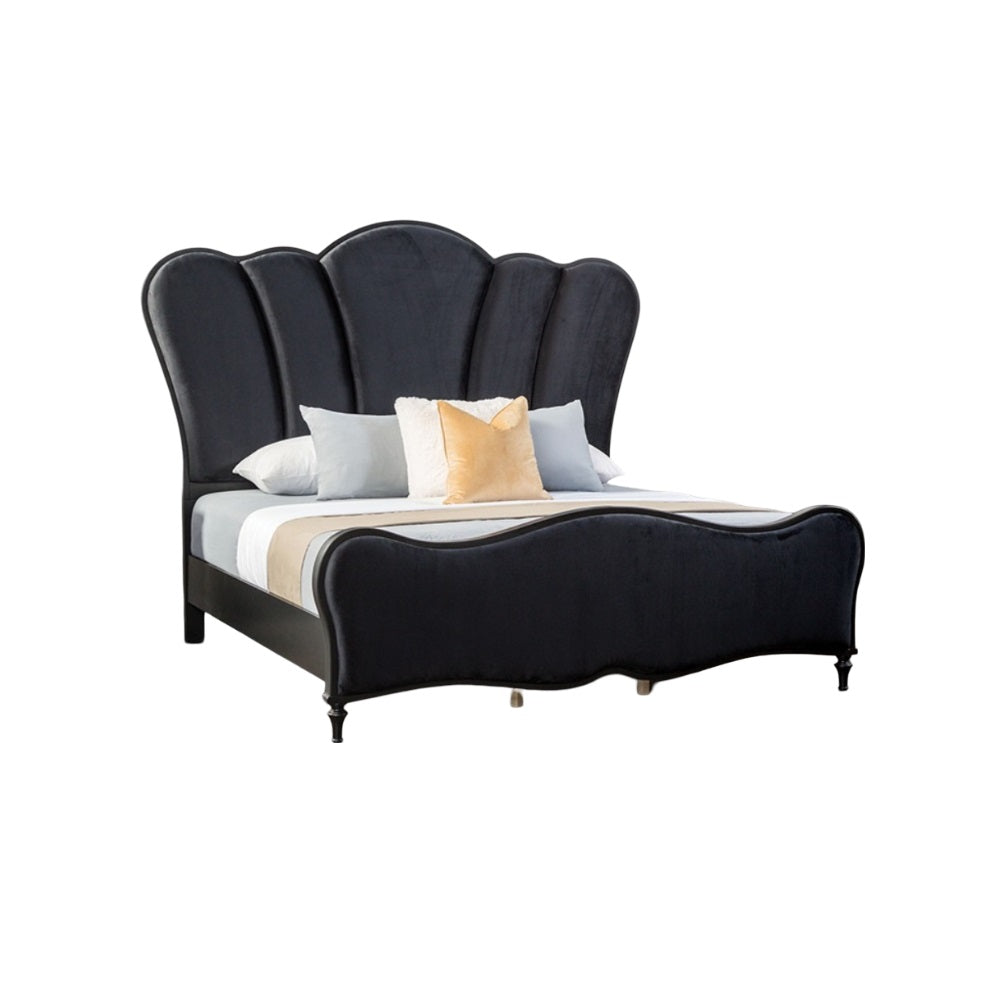 Glam Beautiful Black Fabric 1pc Queen Size Bed Padded Channel Headboard Bedroom Furniture