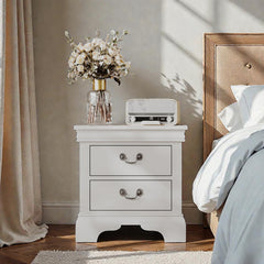 22" x 16" x 22.7" Classic Wooden Nightstand-White