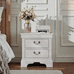 22" x 16" x 22.7" Classic Wooden Nightstand-White