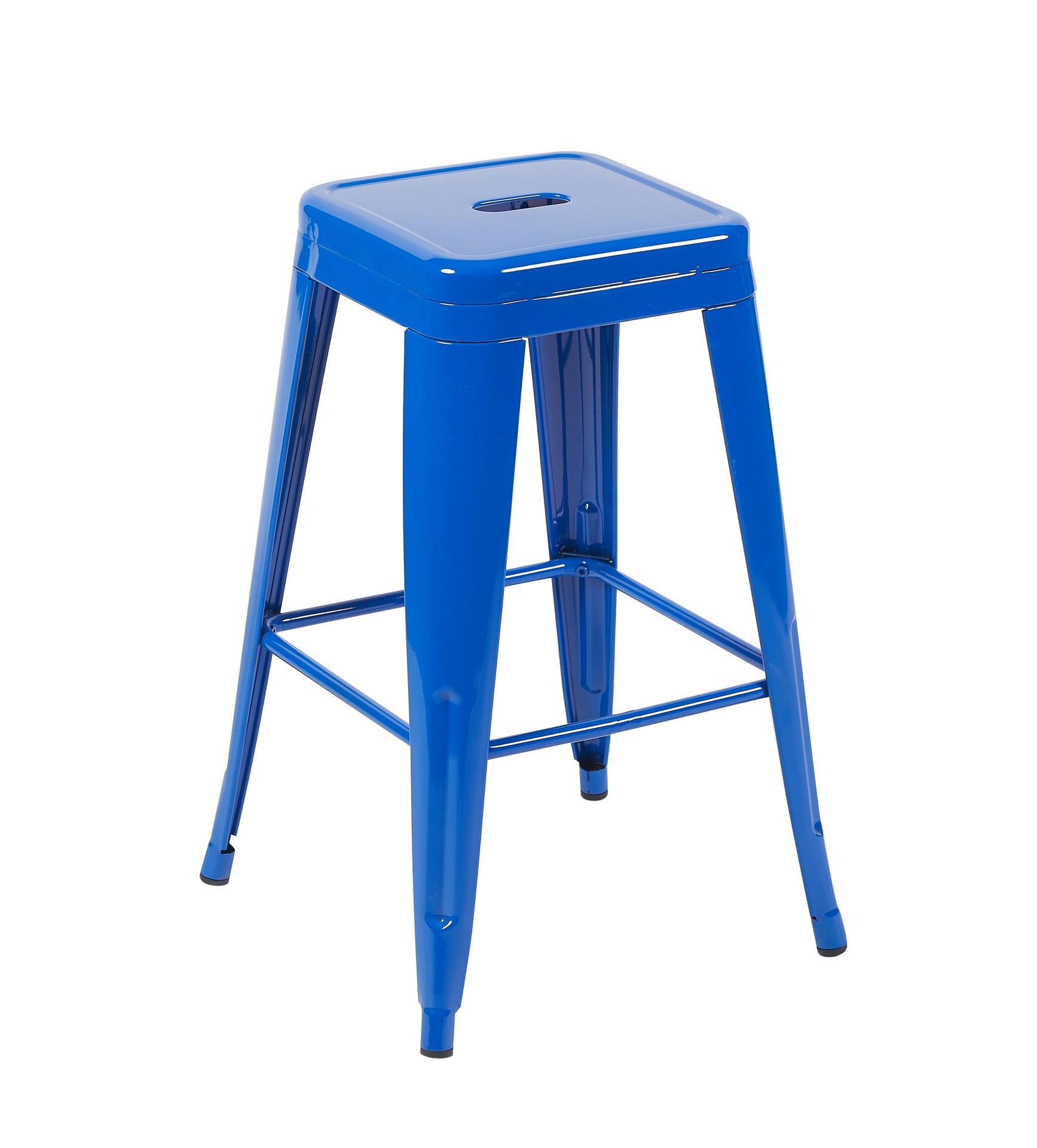 24 Inch Counter Height Stool, Backless Metal Bar Stools Set of 2, Non-Stackable, Detachable & Easy Assembly, Space-Saving Design for Kitchen Island/Bar/Café/Dining Room (Blue)