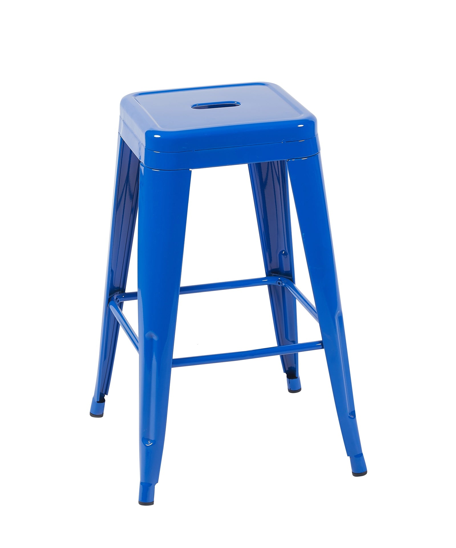 24 Inch Counter Height Stool, Backless Metal Bar Stools Set of 2, Non-Stackable, Detachable & Easy Assembly, Space-Saving Design for Kitchen Island/Bar/Café/Dining Room (Blue)