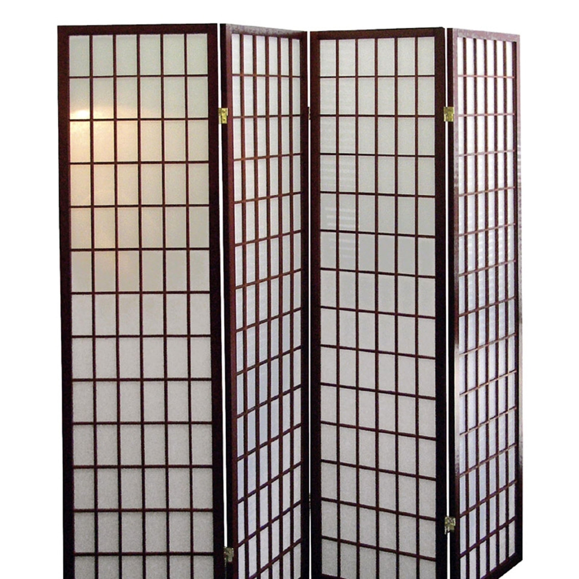 70" Tall 4-Panel Screen / Room Divider, Japanese Style with Cherry finish