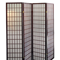 70" Tall 4-Panel Screen / Room Divider, Japanese Style with Cherry finish