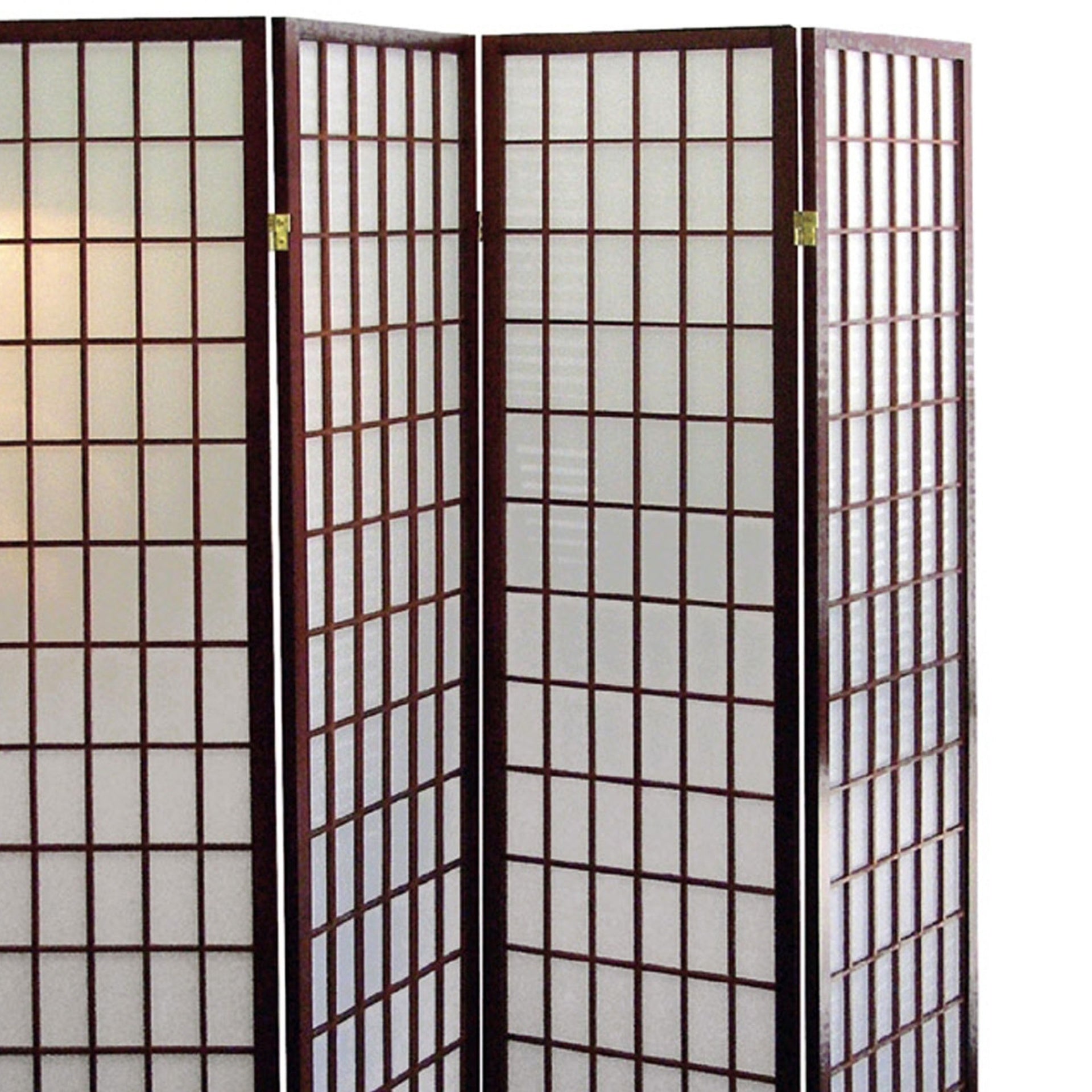 70" Tall 4-Panel Screen / Room Divider, Japanese Style with Cherry finish