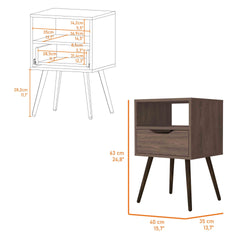 Allie Nightstand, Superior Top, Open Shelf, One Drawer