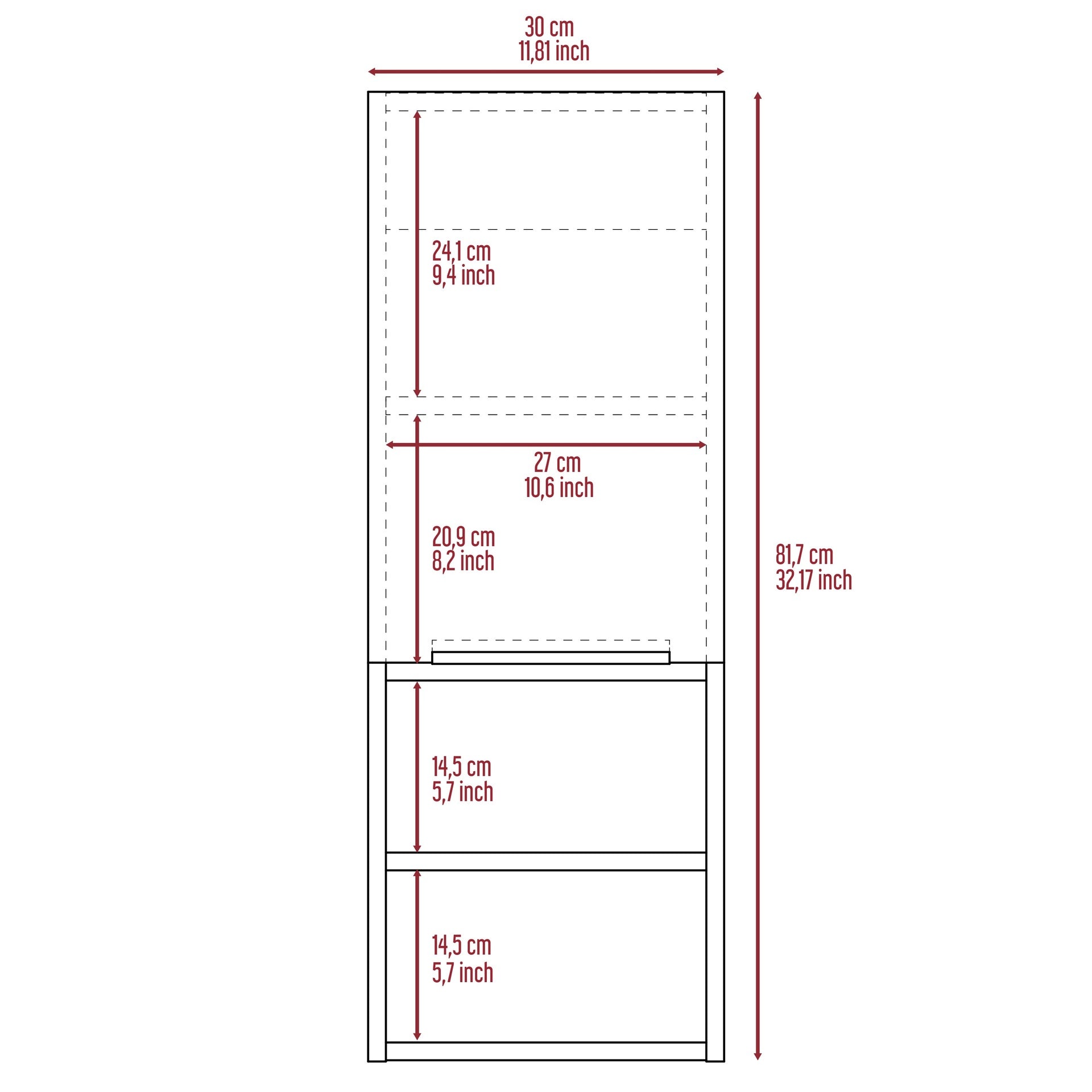 Miami Single Door Pantry, Four Shelves