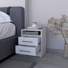 Philadelphia Nightstand, Two Drawers, Concealed Shelf