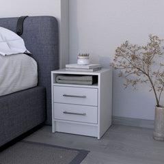Philadelphia Nightstand, Two Drawers, Concealed Shelf