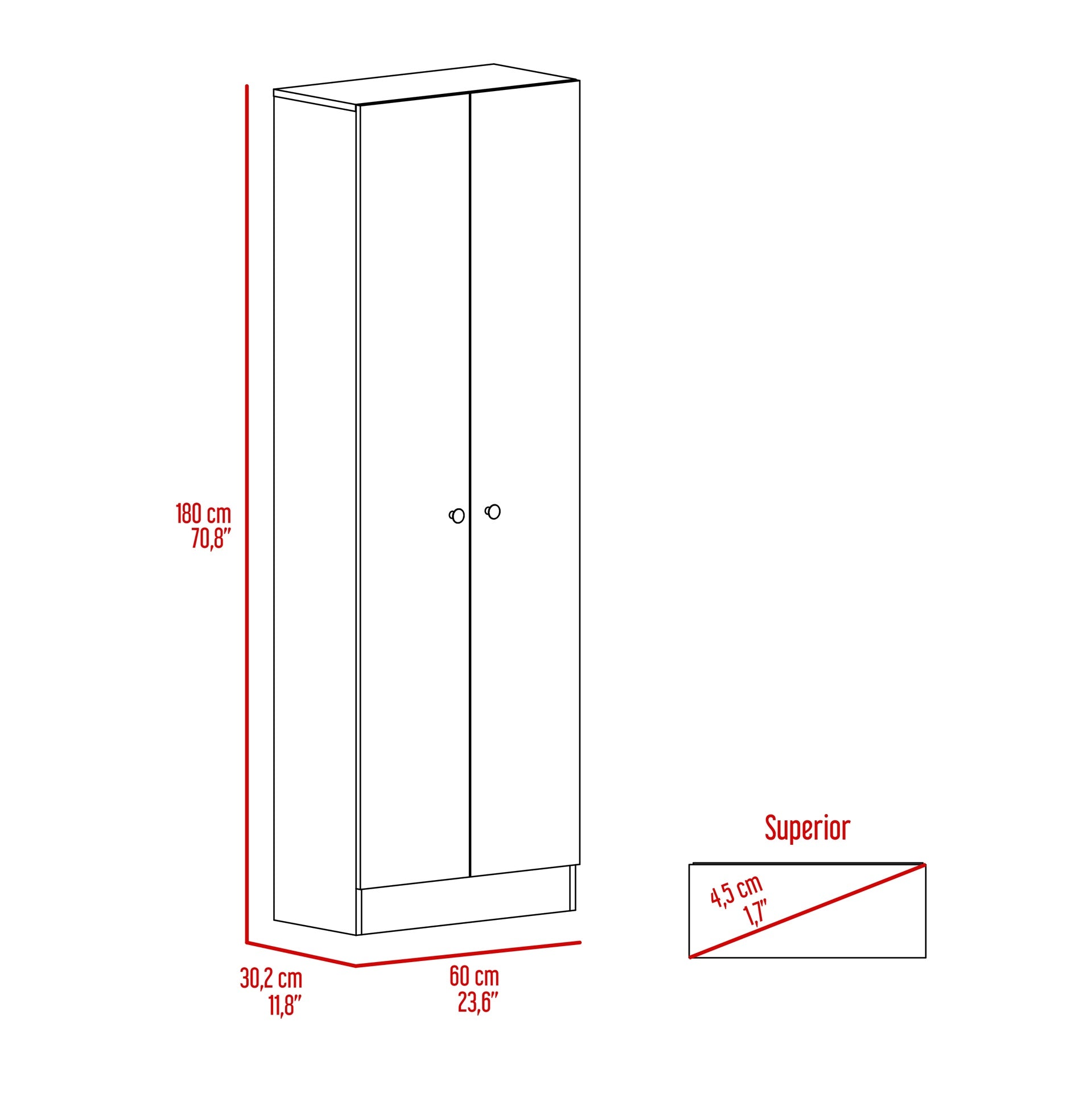 Virginia Double Door Storage Cabinet, Five Shelves