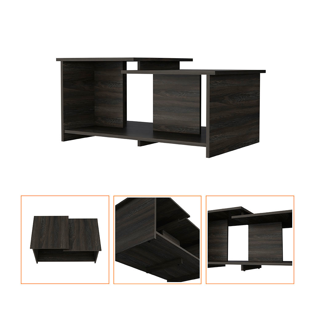 Waycross Coffee Table, One Large Shelf, Two Table Tops