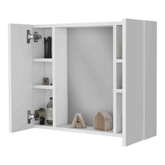 Draco Medicine Cabinet, Mirror, Double Door, One External Shelf