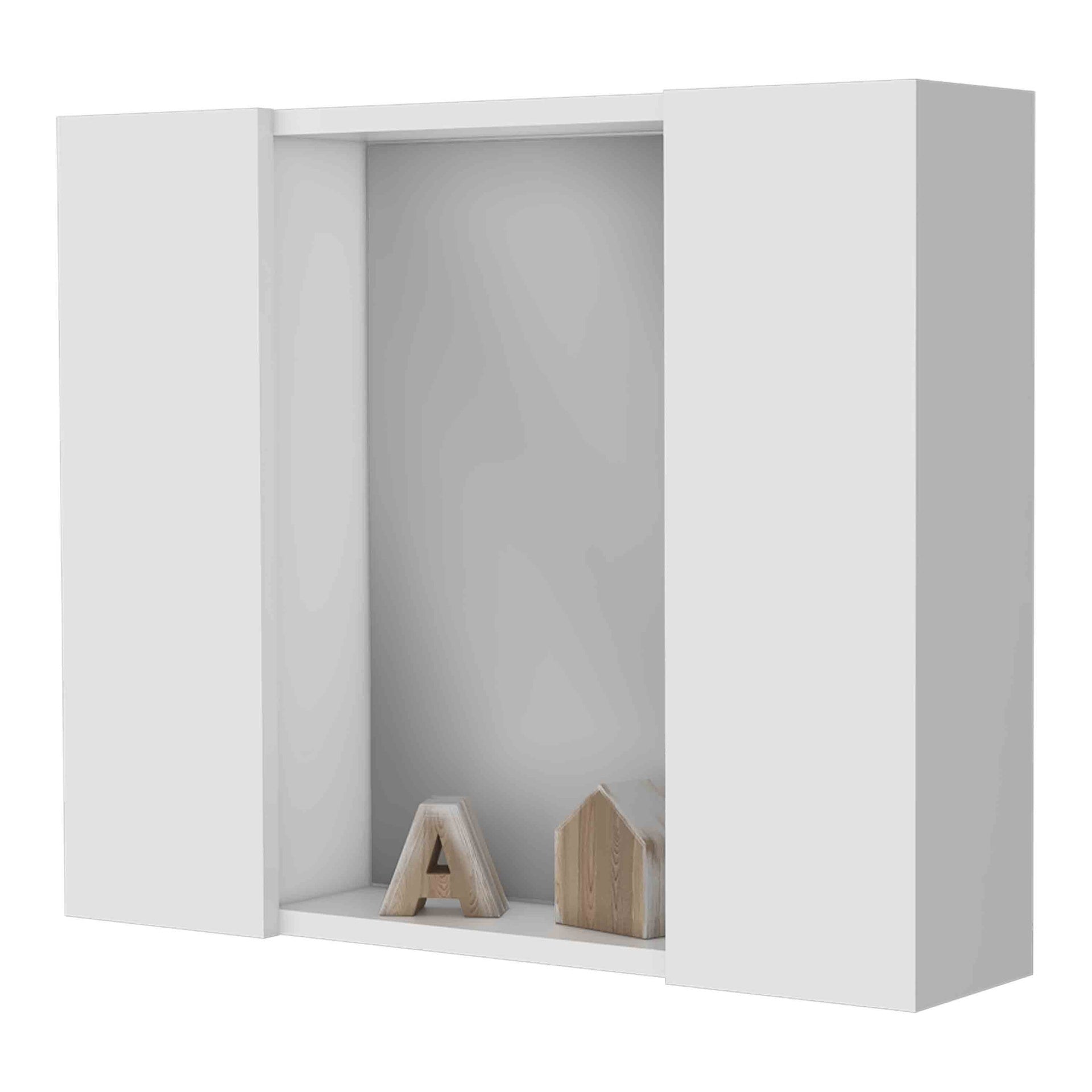 Draco Medicine Cabinet, Mirror, Double Door, One External Shelf