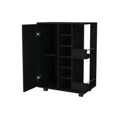 Tennessee Bar Cart, One Cabinet With Division, Six Cubbies For liquor, Two Shelves
