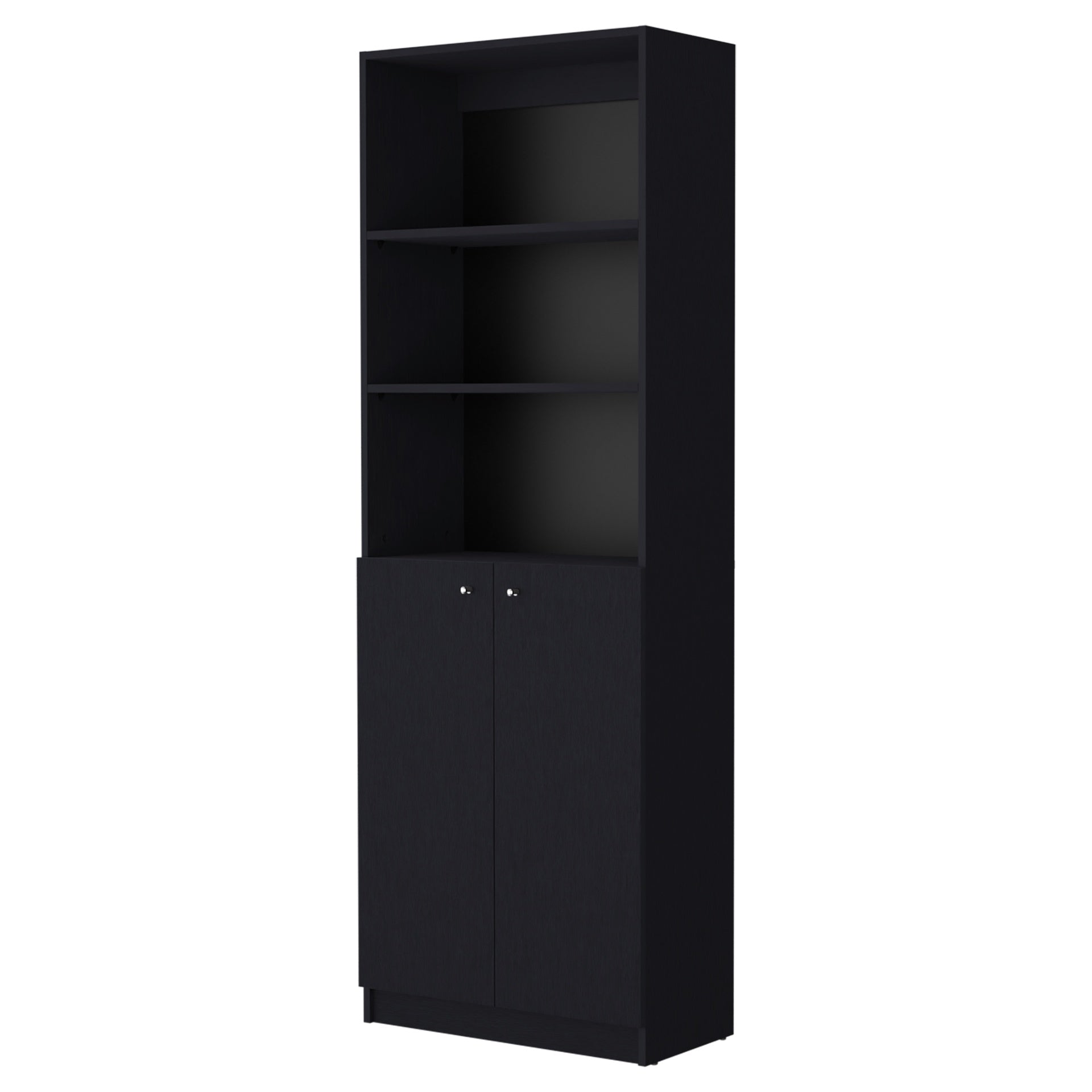 Sutton 2-Door Bookcase, Storage with Multi-Level Shelves and Double Door Design